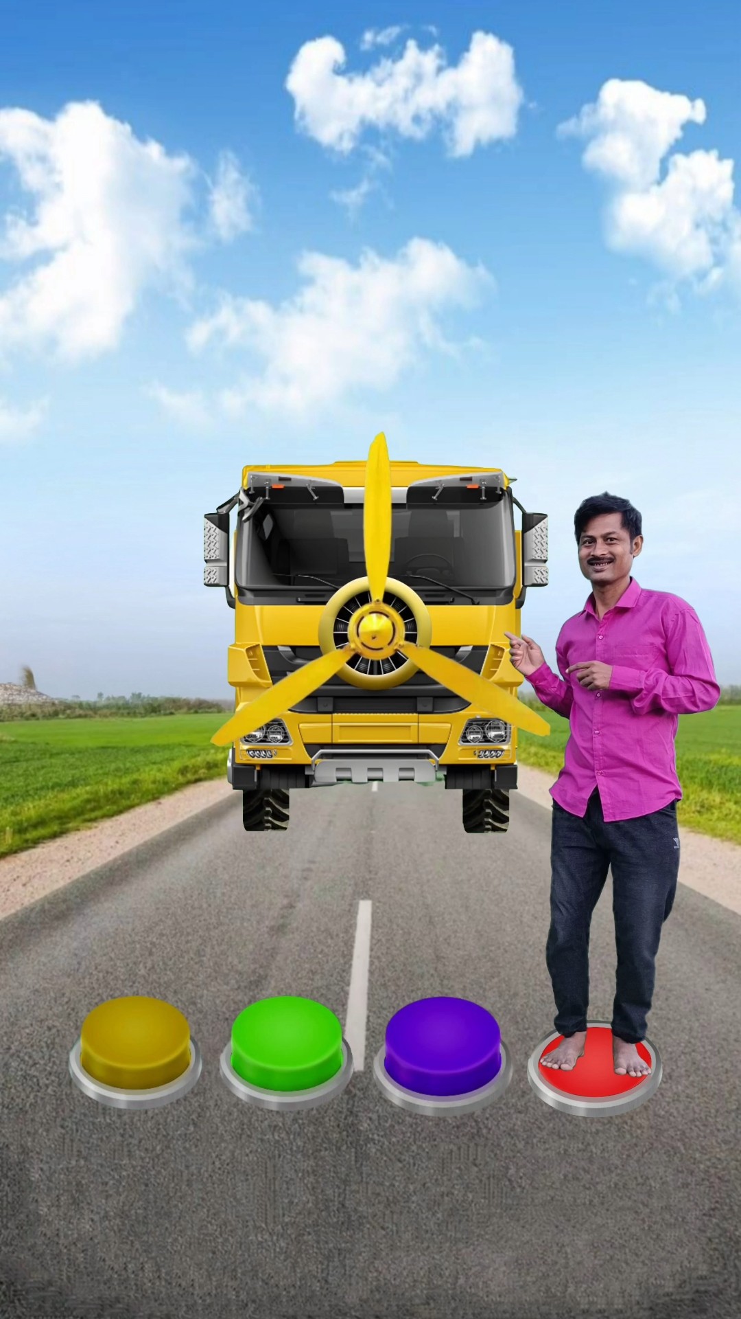 I Jumping on buttons and Truck , Jcb , Thar , Bulldozer moving behind me ???? #shorts #viral